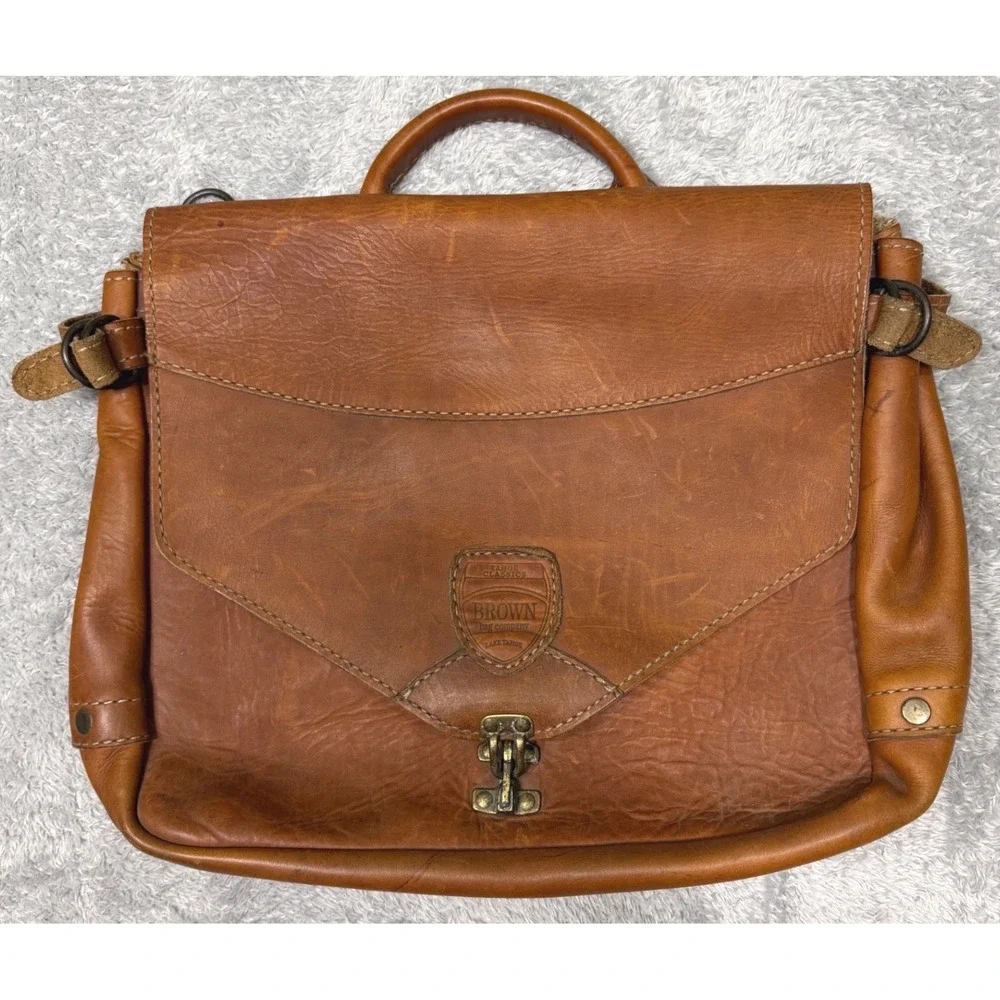 Tahoe Classics Brown Bag Co Saddle Leather Briefcase Messenger Bag Made In USA